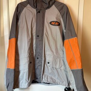 Vintage Harley-Davidson Gray and Orange Windbreaker Jacket / Rain Jacket
